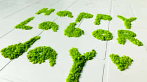 綠色苔蘚在白色瓷磚上拼出happy day — 勞動節 壁紙
