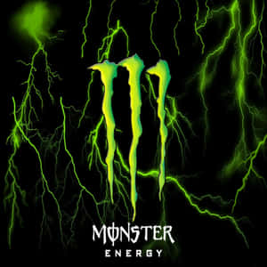 Monster Energy標誌與綠色閃電（黑色背景） — 漫威標誌 壁紙