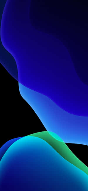 抽象數位藝術，在黑色背景上呈現流動的藍色和藍綠色波浪。 — iPhone 18 Pro 壁紙