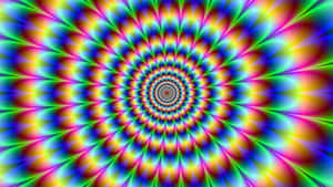充滿活力的彩虹螺旋圖案，營造出催眠般的視錯覺。 — 簡約暗黑美學 壁紙