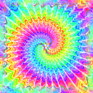 帶有波浪圖案和白色條紋的催眠彩虹螺旋。 — 扎染 壁紙