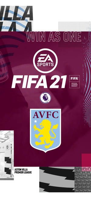 FIFA 21電子遊戲封面，帶有阿斯頓維拉足球俱樂部徽章和EA Sports品牌標誌。 — 阿斯頓維拉 壁紙