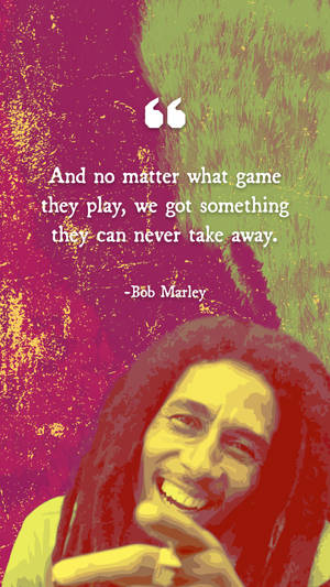 Bob Marley 微笑著，引用關於遊戲和精神的語句。 — 巴布·馬利語錄 壁紙