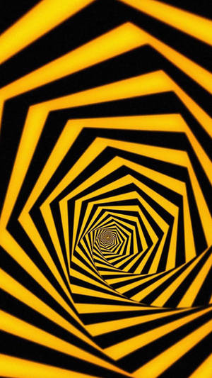 催眠的黃黑六角形隧道圖案 — 幻覺 壁紙