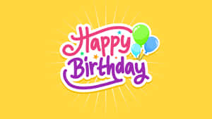 黃色背景上的Happy Birthday文字和氣球 — 黃色美學 GIF 壁紙