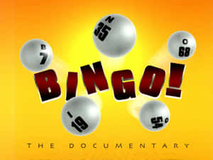 賓果遊戲球漂浮在粗體紅色文字周圍，上面寫著BINGO！ — 賓果 壁紙