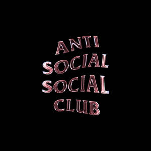 光澤玫瑰金色3D文字，顯示anti social social club，在黑色背景上 — 社群 壁紙