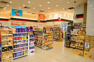 便利商店內有糖果和零食通道，光線明亮。 — 7-ELEVEN 壁紙