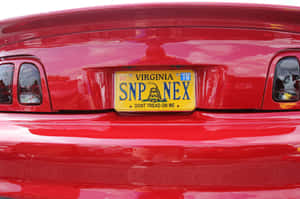 紅色汽車後車廂，帶有維吉尼亞州車牌，上面寫著SNP NEX和Don't Tread On Me。 — Surface Laptop 壁紙
