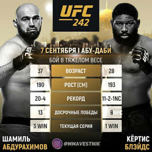 UFC 242拳手對戰海報，附有統計數據和阿布達比活動詳情。 — 終極格鬥冠軍賽 壁紙