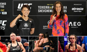 UFC拳手在搏擊運動賽事中擺姿勢和戰鬥。 — 運動 壁紙