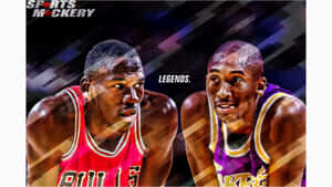 麥可喬丹和柯比布萊恩身穿籃球球衣，帶有'LEGENDS'字樣。 — 科比· Bryant 壁紙
