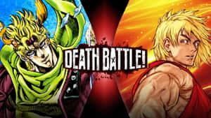 兩個動漫角色以戰鬥姿勢面對面，帶有「Death Battle!」標誌。 — 丹尼爾·凱薩 壁紙