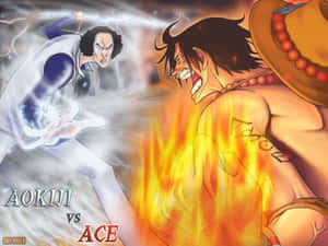 動漫角色 Ace 和 Aokiji 在《航海王》中以火和閃電戰鬥。 — 阿基拉 壁紙