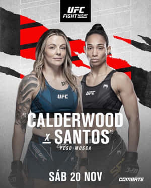 兩位身穿UFC裝備的女性MMA拳手為比賽卡海報向前凝視。 — 運動 壁紙