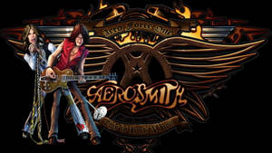 Aerosmith樂隊標誌，兩位音樂家手持吉他和麥克風。 — 標誌 壁紙