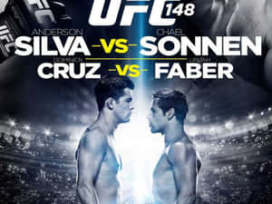 兩位UFC拳手在擠滿觀眾的競技場中，在強光下互相凝視。 — 運動 壁紙