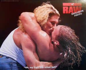 兩位摔角手在WWE Raw比賽中鎖喉，表情戲劇化。 — 5:4 壁紙