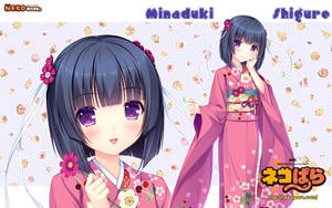 兩位身穿粉紅色和服的動漫女孩，手持鮮花和糖果。 — 鹿丸 壁紙