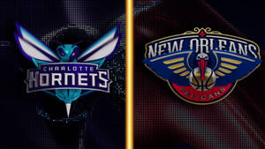 夏洛特黃蜂隊和新奧爾良鵜鶘隊的NBA球隊標誌在深色背景上並排顯示。 — 紐奧良鵜鶘 壁紙