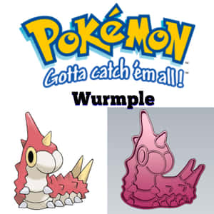 Pokémon Wurmples以卡通和3D渲染風格在官方標誌下展示。 — 寶可夢 壁紙