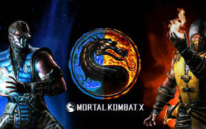 兩個擁有冰與火力量的《Mortal Kombat X》戰士互相對峙。 — 真人快打 蠍子 vs 零度 壁紙