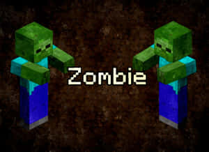 兩個Minecraft殭屍角色面對面，顯示Zombie字樣。 — 殭屍動圖 壁紙