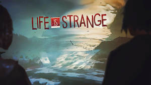 兩個人觀看暴風雨的海面，並顯示「Life is Strange」標題。 — 奇妙人生 壁紙