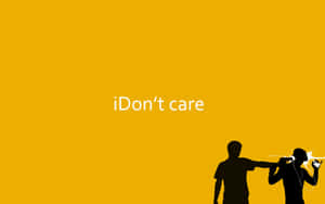 兩個剪影人物，一個指向另一個戴著耳機，耳機上有文字 iDon't care — 16:10 壁紙
