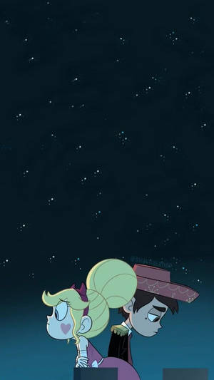 兩個動漫角色仰望星空。 — 星蝶公主 壁紙