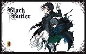兩個動漫管家穿著正式服裝，帶有戲劇性的黑色翅膀和鋒利器具。 — 暗黑動漫風格GIF 壁紙
