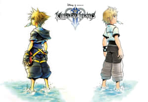 兩個Kingdom Hearts角色從背後站在水中