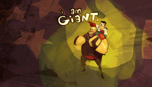 洞穴中的兩個卡通人物，帶有發光的文字「i am Giant。」 — 絕境要塞2 壁紙