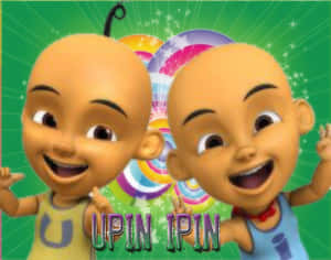 兩個卡通角色，帶有「uppin pin」字樣 — Upin Ipin 壁紙