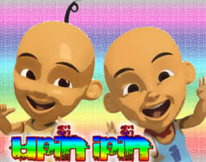 兩個卡通角色，帶有「明印」字樣 — Upin Ipin 壁紙