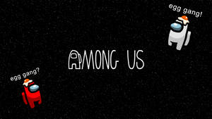 戴著蛋帽的Among Us角色在太空漂浮，討論蛋幫。 — 紅色太空狼人 壁紙