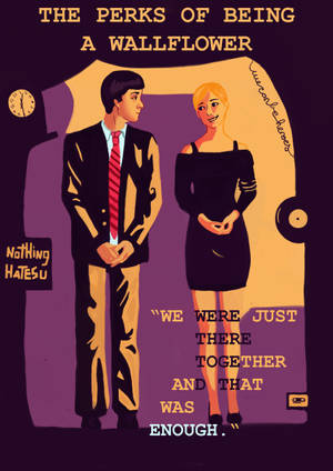 《The Perks of Being a Wallflower》的插圖海報，包含兩個青少年和引文文字。 — OnePlus Pad 壁紙