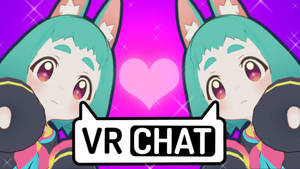兩個戴著兔耳朵的動漫角色在VR聊天場景中手持麥克風。 — Vrchat 壁紙