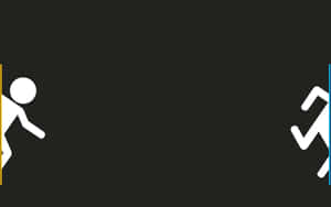 兩個白色火柴人在黑色背景上互相奔跑。 — 電玩遊戲 GIF 壁紙