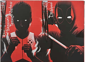 Negasonic Teenage Warhead 和 Deadpool 以漫畫風格呈現，紅色背景和煙霧。 — 死侍 壁紙