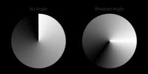 兩個灰階圓形漸變，分別標有 No Angle 和 Rotation Angle。 — 灰色 壁紙