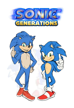 兩個索尼克角色在Sonic Generations標誌下豎起大拇指。 — 音速小子 壁紙