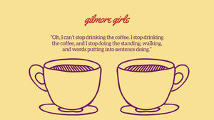 兩個咖啡杯，帶有Gilmore Girls關於咖啡和文字的語錄。 — 吉爾莫女孩 壁紙
