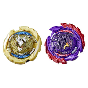 兩個色彩繽紛的Beyblade陀螺準備好戰鬥。 — iPad Pro 壁紙