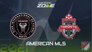 邁阿密和多倫多的 MLS 足球隊標誌顯示在數位體育場背景上。 — 運動 壁紙