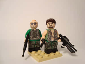 兩個持槍的LEGO士兵人偶站在底板上。 — 4:3 壁紙