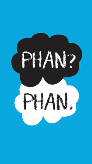 兩個對話框，一個黑色一個白色，帶有文字PHAN?和PHAN.，藍色背景 — 藍色 iPhone 壁紙