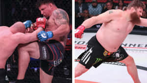 兩名男性MMA拳手在職業比賽中於八角籠內戰鬥。 — 摔角 壁紙