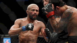 兩名男性MMA拳手在UFC比賽中互毆，可見血跡。 — 運動 壁紙