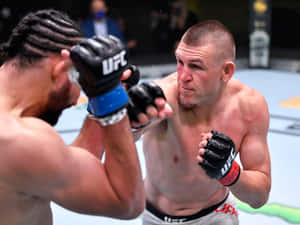 兩名男性MMA拳手在UFC八角籠比賽中互相出拳。 — 終極格鬥冠軍賽 壁紙